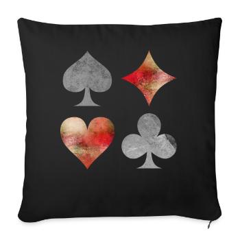 Playing cards cards deck of cards symbols gift - Sofa pillowcase 17,3'' x 17,3'' (45 x 45 cm) - black - Front