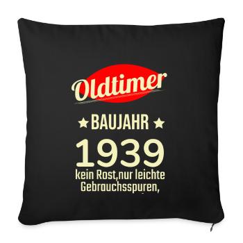Oldtimer built in 1939 No rust Easily used - Sofa pillowcase 17,3'' x 17,3'' (45 x 45 cm) - black - Front