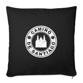 Chemin de Saint-Jacques de Compostelle pèlerins - Housse de coussin décorative 45 x 45 cm - noir - Devant