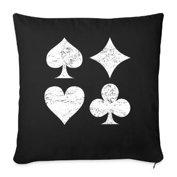 Playing cards cards deck of cards symbols gift - Sofa pillowcase 17,3'' x 17,3'' (45 x 45 cm) - black - Front