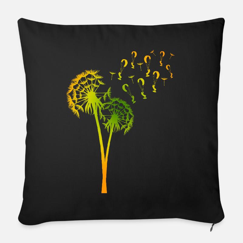 Kitesurfing Pusteblume mit Kite Grafik - Sofakissenbezug 45 x 45 cm - Schwarz