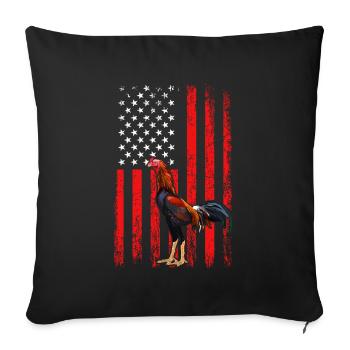Coq de combat de coq de drapeau américain - Housse de coussin décorative 45 x 45 cm - noir - Devant