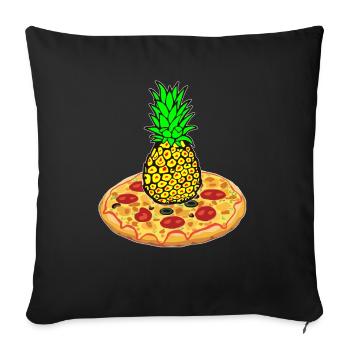 Funny Pineapple on Pizza Hawaii Gift - Sofa pillowcase 17,3'' x 17,3'' (45 x 45 cm) - black - Front