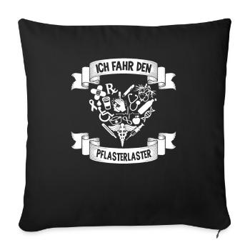 Ich fahr den Pflasterlaster Notarzt Sanitäter - Sofakissenbezug 45 x 45 cm - Schwarz - Vorne