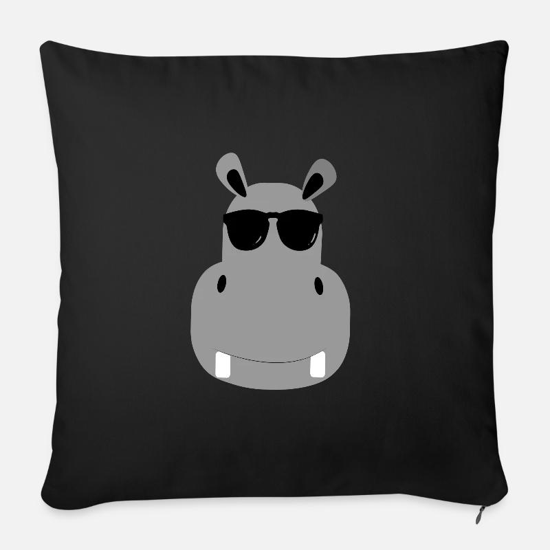 hippopotame - Housse de coussin décorative 45 x 45 cm - noir