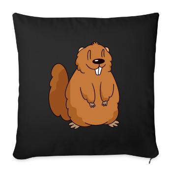 Drôle de marmotte sourit comic look - Housse de coussin décorative 45 x 45 cm - noir - Devant