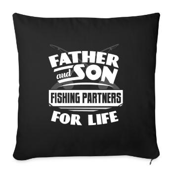 Father and son fishing - Sofa pillowcase 17,3'' x 17,3'' (45 x 45 cm) - black - Front