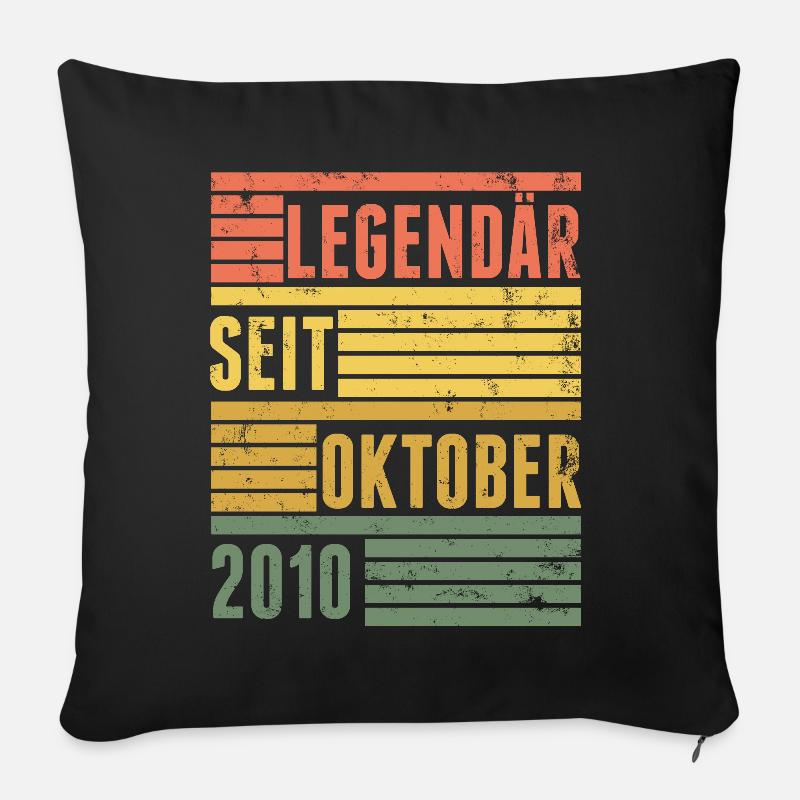 Légendaire depuis octobre 2010 - Housse de coussin décorative 45 x 45 cm - noir