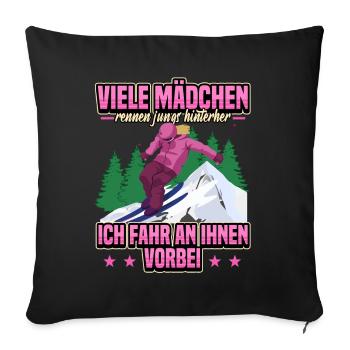 Lustig Ski Skier Berge Skifahren Spruch Geschenk - Sofakissenbezug 45 x 45 cm - Schwarz - Vorne