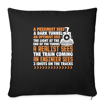 Chemin de fer miniature - Housse de coussin décorative 45 x 45 cm - noir - Devant