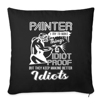 Peintre Drôle de peintre - Housse de coussin décorative 45 x 45 cm - noir - Devant