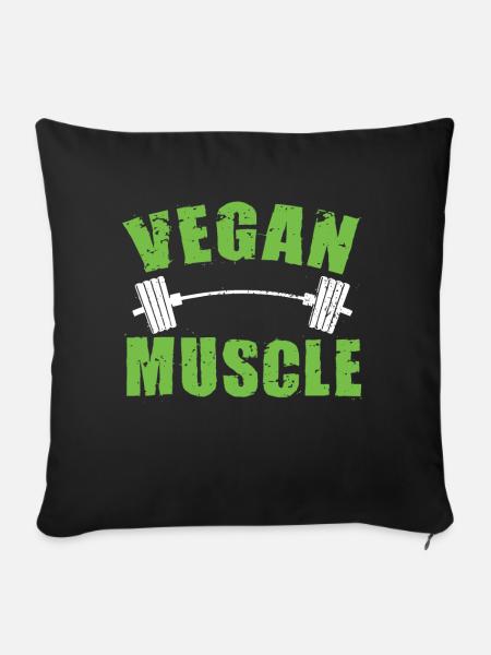 Vegan Bodybuilding Muskeln Training Gym - Sofakissenbezug 45 x 45 cm - Schwarz