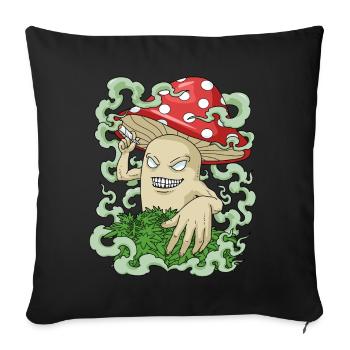 Magic Mushroom Stoner Gift Shrooms Marijuana - Sofa pillowcase 17,3'' x 17,3'' (45 x 45 cm) - black - Front