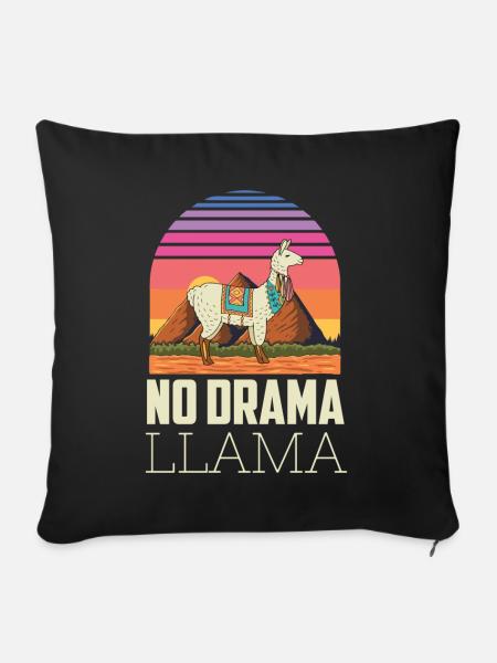 No Drama Lama Yoga Energie - Sofakissenbezug 45 x 45 cm - Schwarz