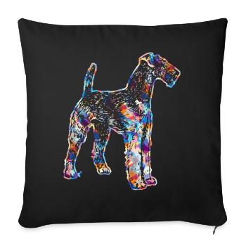 Airedale Terrier Geometrische Hemden - Sofakissenbezug 45 x 45 cm - Schwarz - Vorne