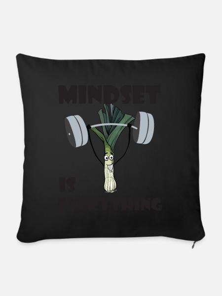 Fitness Lauch Mindset ist alles Vegan - Sofakissenbezug 45 x 45 cm - Schwarz