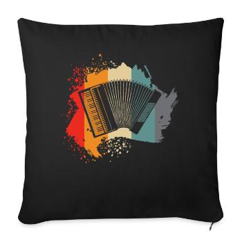 Accordéon - beau design rétro - Housse de coussin décorative 45 x 45 cm - noir - Devant