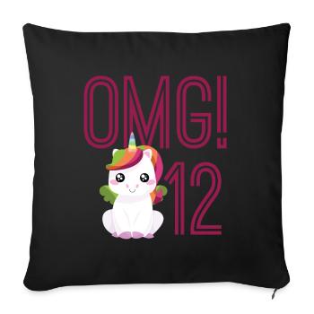 Unicorn birthday 12 years old - Sofa pillowcase 17,3'' x 17,3'' (45 x 45 cm) - black - Front