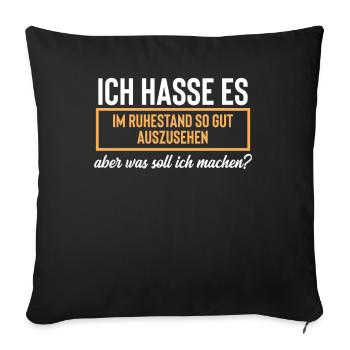 Rente Rentner Ruhestand Pension Pensionär 2021 - Sofakissenbezug 45 x 45 cm - Schwarz - Vorne