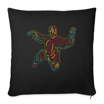 Qigong Martial Art Meditation Lines Robe - Sofa pillowcase 17,3'' x 17,3'' (45 x 45 cm) - black - Front