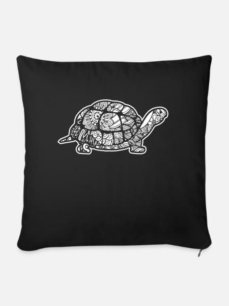Schildkröte Blumenmuster - Sofakissenbezug 45 x 45 cm - Schwarz