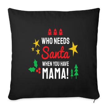 Noël Père Noël dictons de Noël - Housse de coussin décorative 45 x 45 cm - noir - Devant