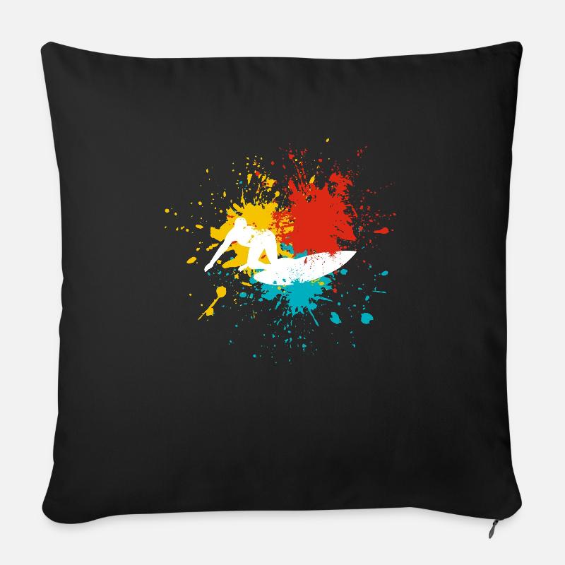 Surfer Surfen - Sofakissenbezug 45 x 45 cm - Schwarz