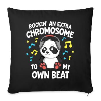 Down Syndrome Shirts Kids T21 Rockin' An Extra - Sofa pillowcase 17,3'' x 17,3'' (45 x 45 cm) - black - Front
