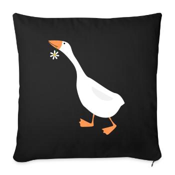 Daisy drôle d'oie avec fleur - Housse de coussin décorative 45 x 45 cm - noir - Devant
