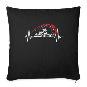 Pilote de course Go Kart Heartbeat Line Heartbeat EKG - Housse de coussin décorative 45 x 45 cm - noir - Devant