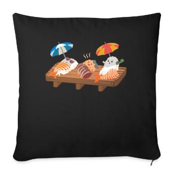 Kawaii Nigiri Sushi Foodie Design Otaku Gift - Sofa pillowcase 17,3'' x 17,3'' (45 x 45 cm) - black - Front