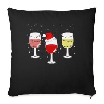 Vins Noël Amateurs de vin Cadeau - Housse de coussin décorative 45 x 45 cm - noir - Devant