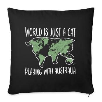 Chat ludique avec carte idée cadeau Geologie - Housse de coussin décorative 45 x 45 cm - noir - Devant