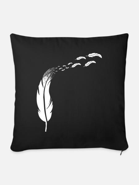Feder Federschmuck - fliegende Federn - Sofakissenbezug 45 x 45 cm - Schwarz