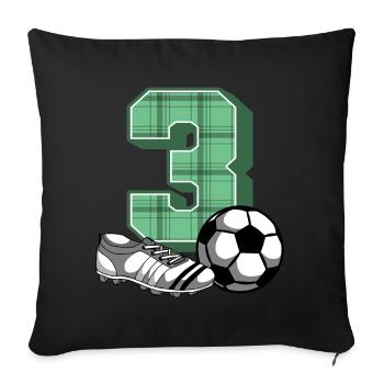 3e anniversaire garçon de football 3 ans joueur de football - Housse de coussin décorative 45 x 45 cm - noir - Devant