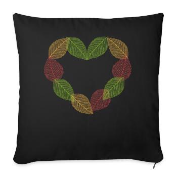 Cœur de feuilles - Housse de coussin décorative 45 x 45 cm - noir - Devant