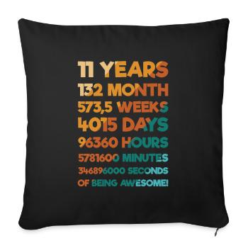 Kinder Jungen Mädchen 11. Geburtstag Geschenkidee - Sofakissenbezug 45 x 45 cm - Schwarz - Vorne