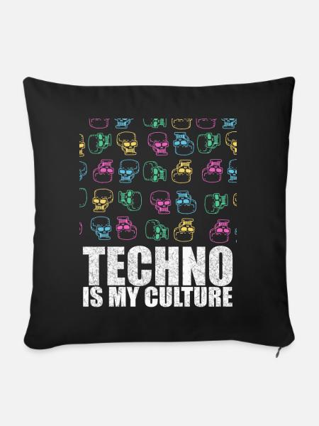 Techno Is My Culture Skull Design Geschenk - Sofakissenbezug 45 x 45 cm - Schwarz