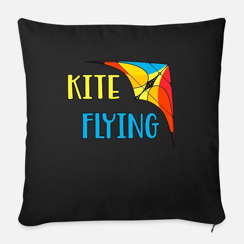 Drachenfliegen Flugdrachen Lenkdrache Geschenk - Sofakissenbezug 45 x 45 cm - Schwarz