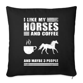 J'aime monter des chevaux idée cadeau équestre - Housse de coussin décorative 45 x 45 cm - noir - Devant