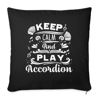 Accordéon Gardez votre calme et jouez de l'accordéon - Housse de coussin décorative 45 x 45 cm - noir - Devant