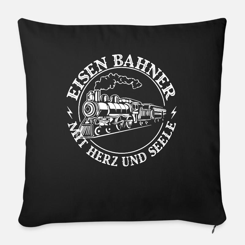 Eisenbahn Zug Eisenbahner Lok Züge - Sofakissenbezug 45 x 45 cm - Schwarz