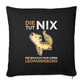 Leopardgecko Lidgecko Echse Asien - Tut nix - Sofakissenbezug 45 x 45 cm - Schwarz - Vorne