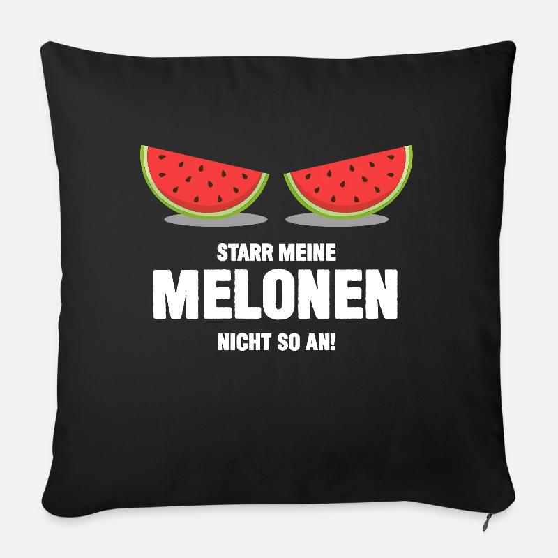 Melonen - lustiger Brust Brüste Spruch - Sofakissenbezug 45 x 45 cm - Schwarz