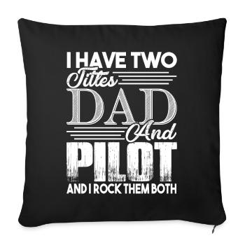 Pilote, je suis papa et pilote - Housse de coussin décorative 45 x 45 cm - noir - Devant