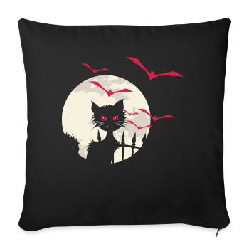 Chauves-souris de pleine lune Halloween Kitty - Housse de coussin décorative 45 x 45 cm - noir - Devant