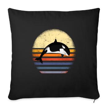 Orcas Killerwale Tierschutz Schwertwale Geschenk - Sofakissenbezug 45 x 45 cm - Schwarz - Vorne
