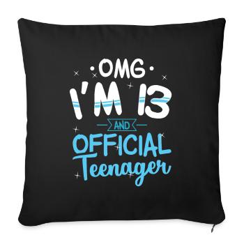 13th birthday official teenager gift - Sofa pillowcase 17,3'' x 17,3'' (45 x 45 cm) - black - Front