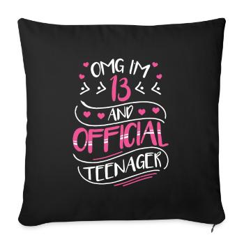 13th birthday girl gift official teenager - Sofa pillowcase 17,3'' x 17,3'' (45 x 45 cm) - black - Front