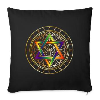 Flower of Life Sacred Geometry - Sofa pillowcase 17,3'' x 17,3'' (45 x 45 cm) - black - Front